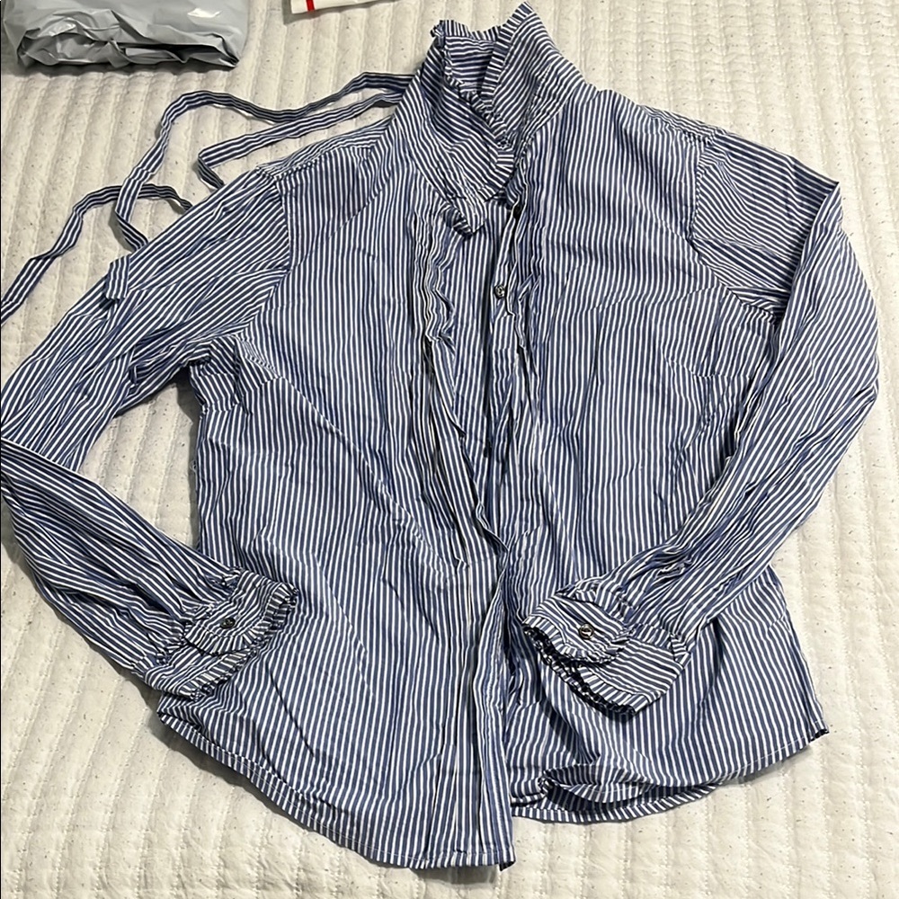 J. Crew Navy and White Striped Shirt